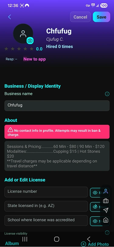 Provider profile setup